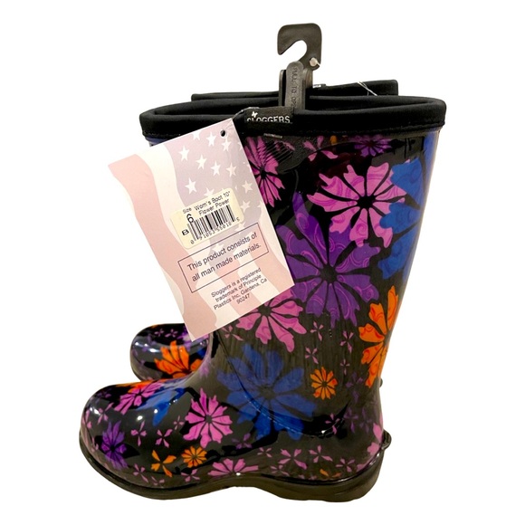 SLOGGER WOMEN'S RAIN & GARDEN BOOTS - FLOWER POWER, SIZE 6 - Picture 2 of 3